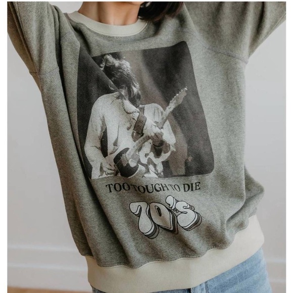 PEOPLE OF LEISURE rolling stones too tough to die sweatshirt in sage gray - Picture 1 of 8